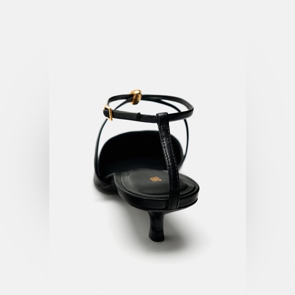 ZARA STRAPPY LEATHER KITTEN HEEL SHOES SIZE 9 - Picture 4 of 10